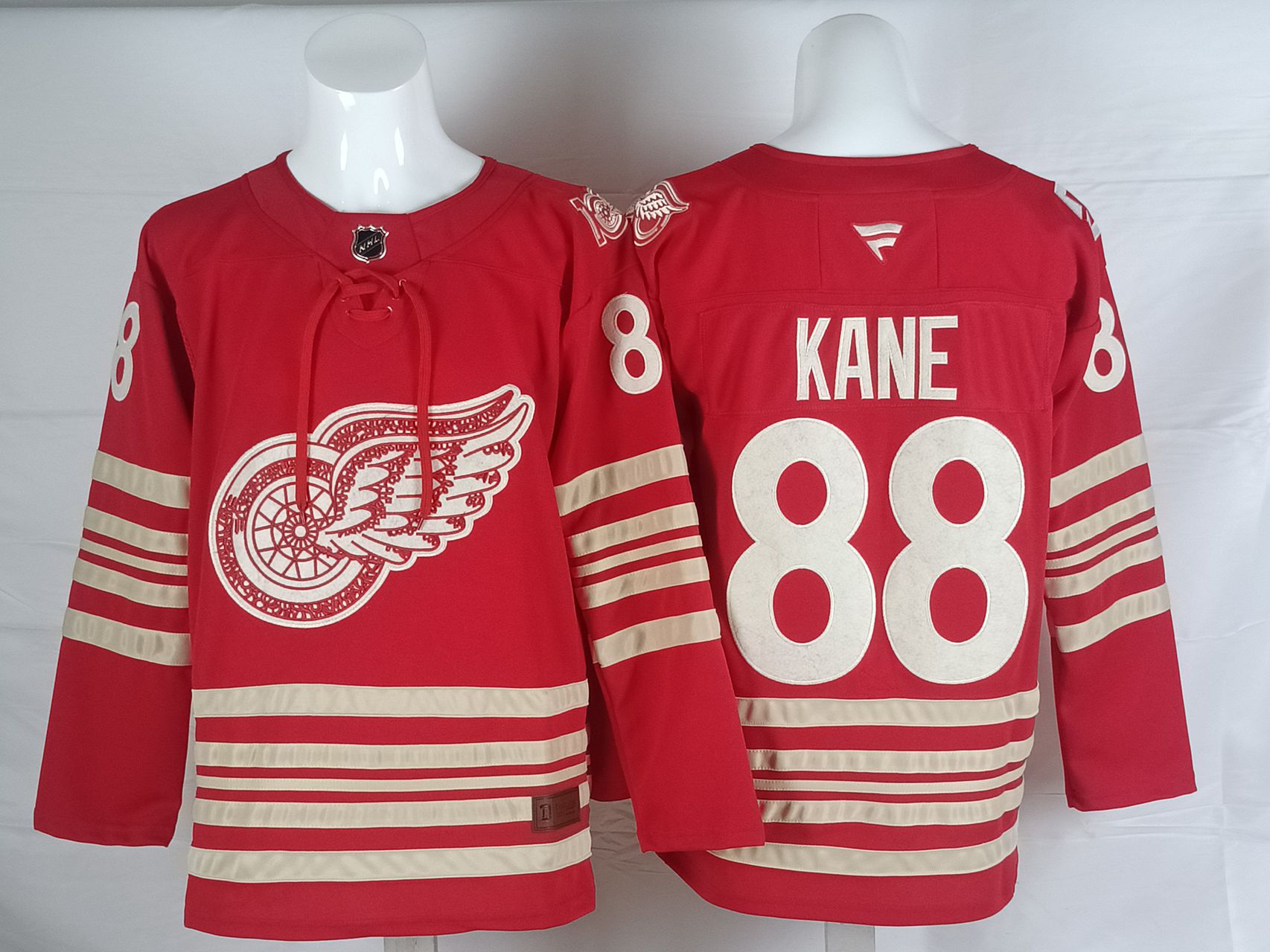 Men 2026 Detroit Red Wings #88 Kane Red 100th NHL Jersey style 01
